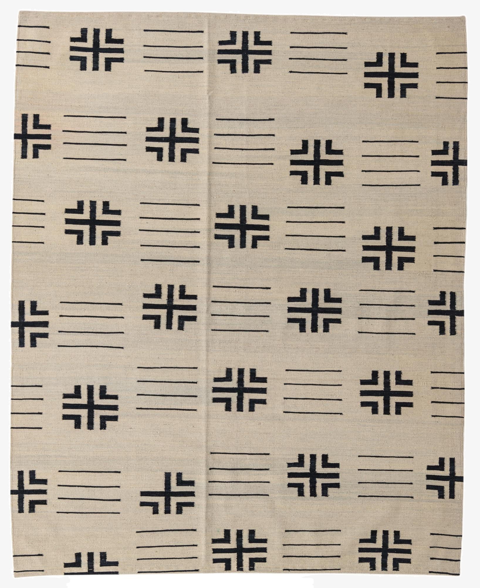 6' 4 x 7' 10  Hand Woven Kilim Modern Wool Rug