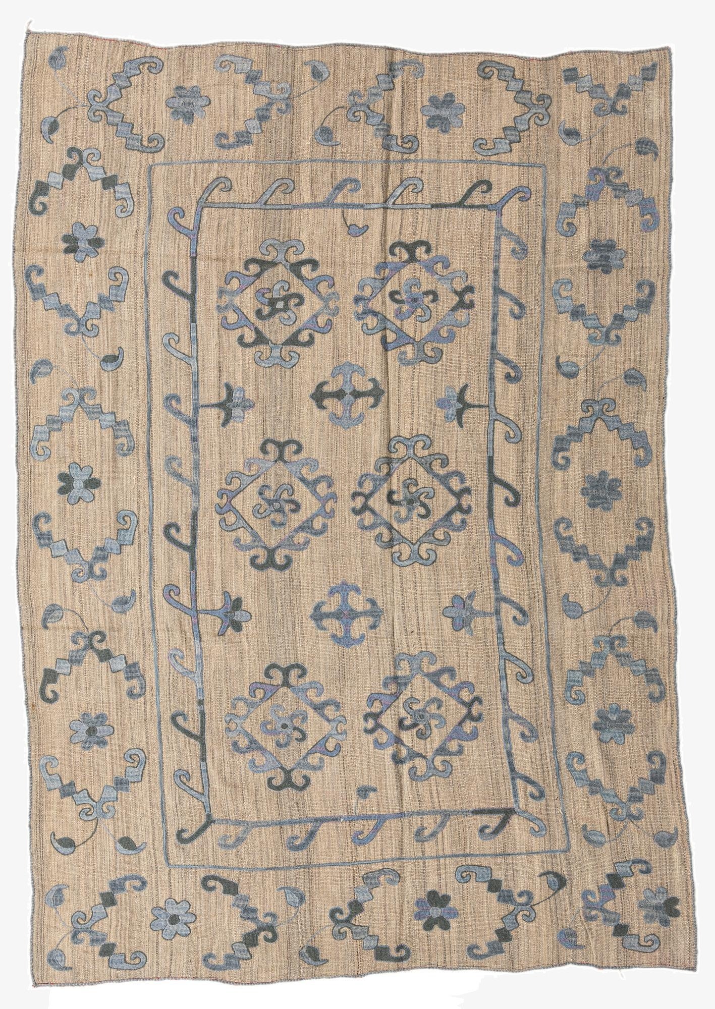 6' 8 x 9' 5  Hand Woven Kilim Modern Wool Rug