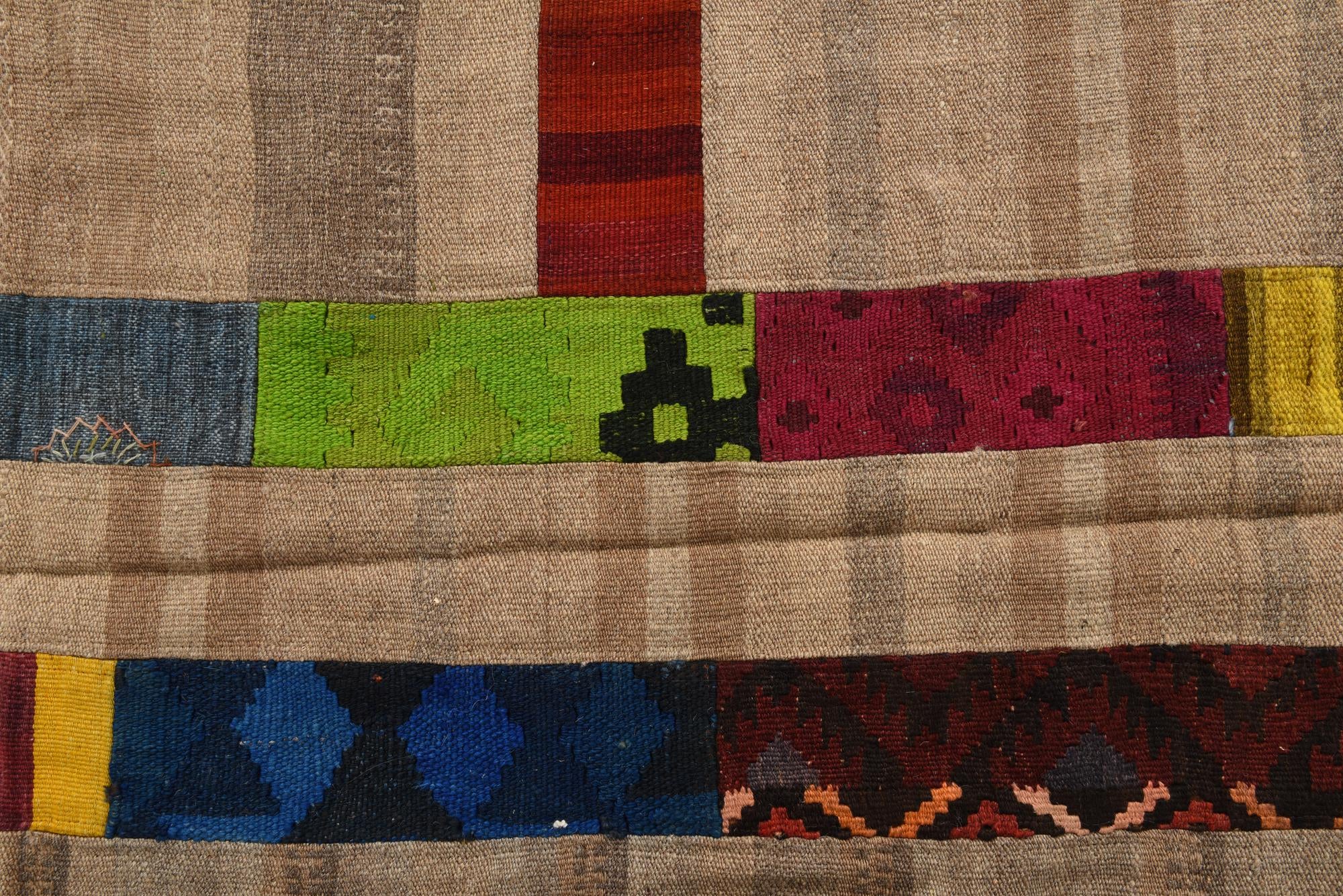 7' x 10' Hand Woven Kilim Patchwork Wool Rug