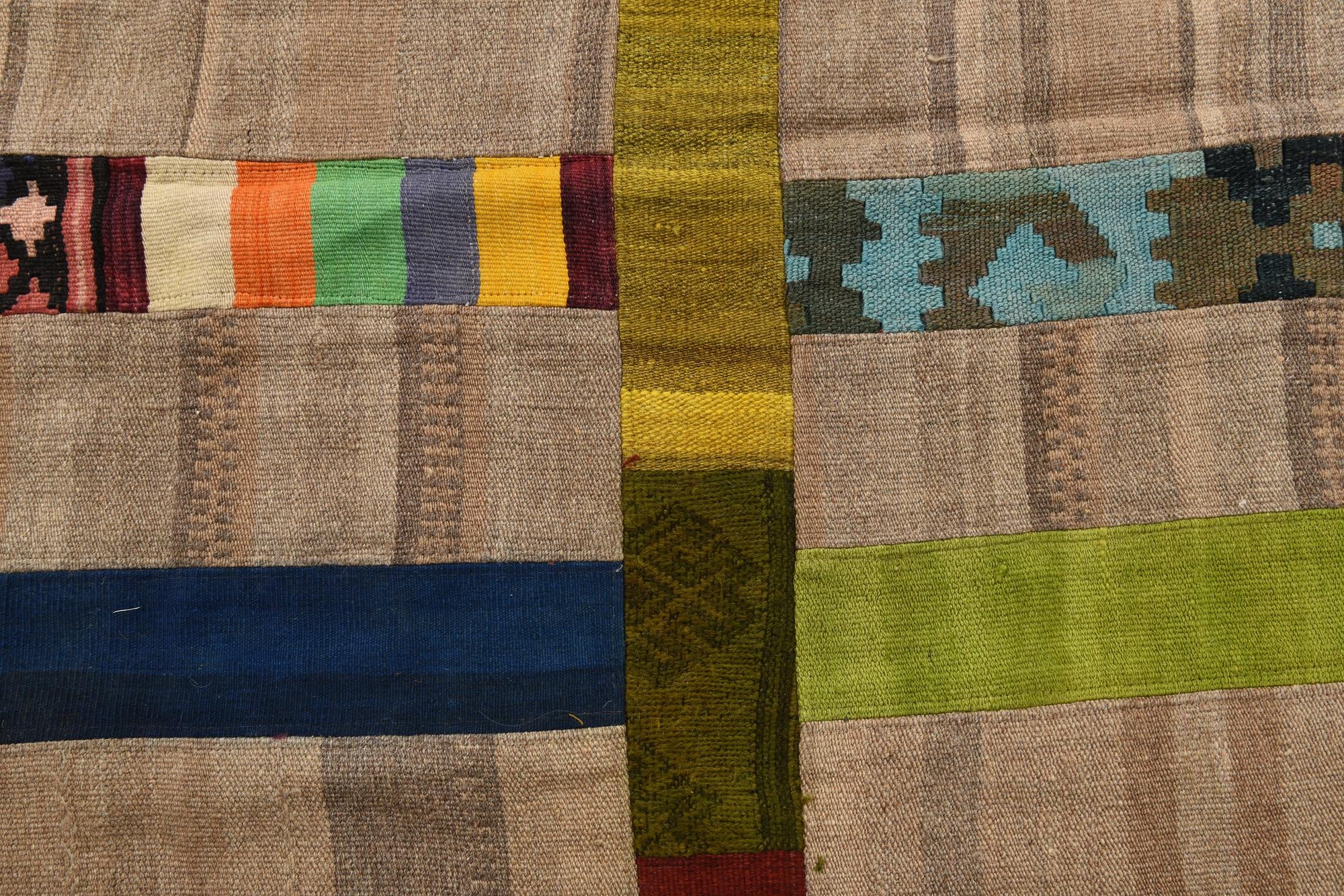 7' x 10' Hand Woven Kilim Patchwork Wool Rug