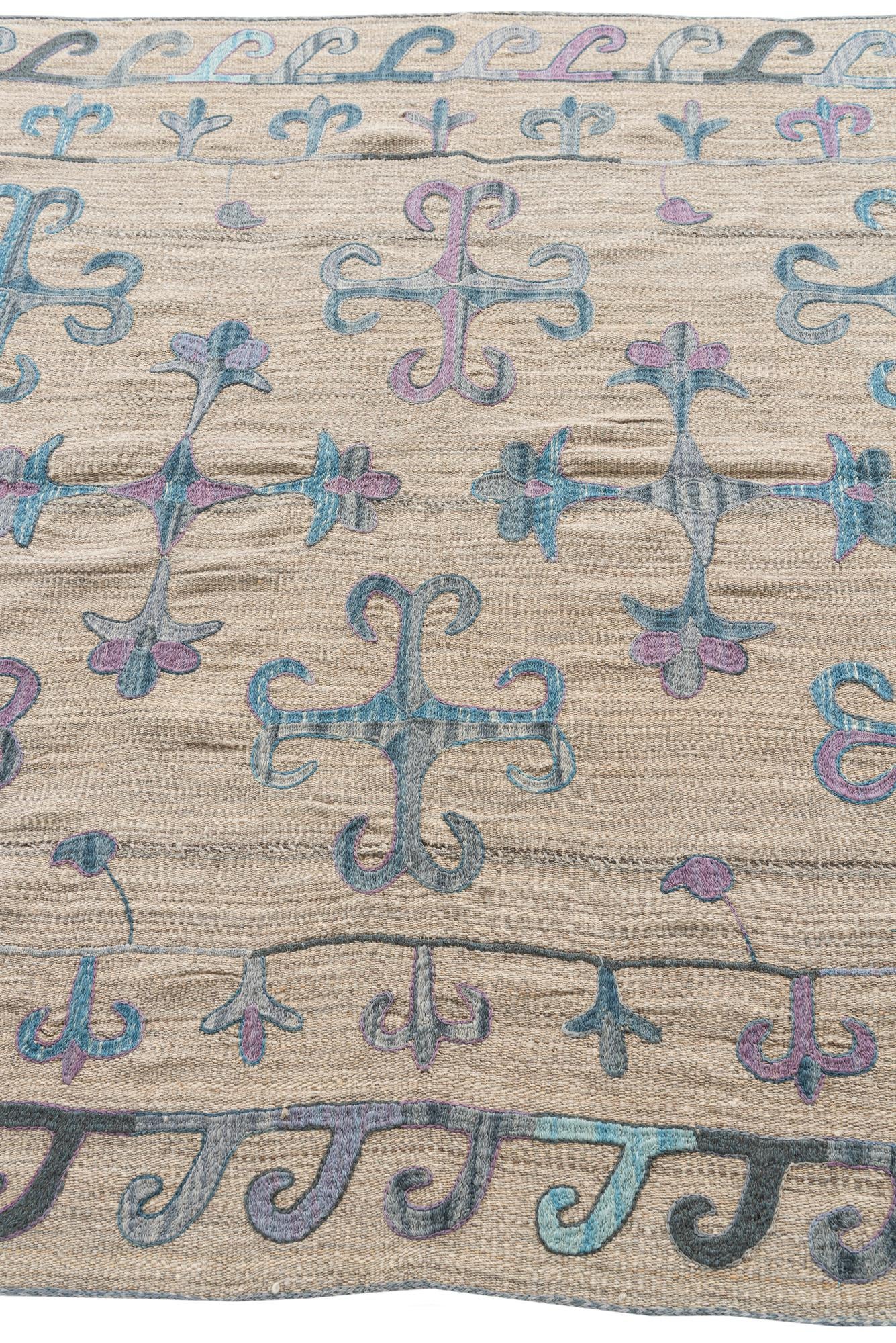 4' x 6' 7 Hand Woven Kilim Suzani Wool Rug