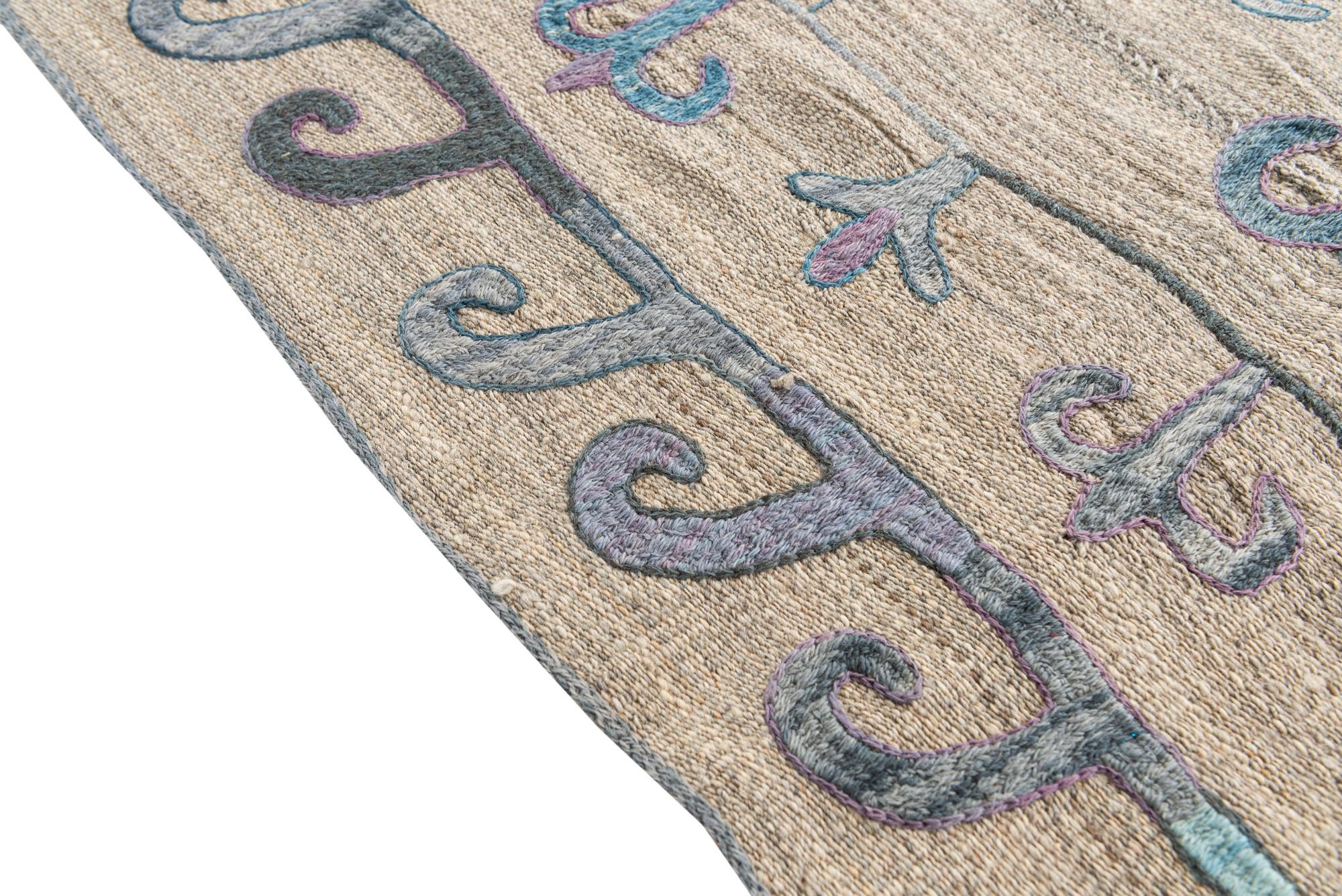 4' x 6' 7 Hand Woven Kilim Suzani Wool Rug