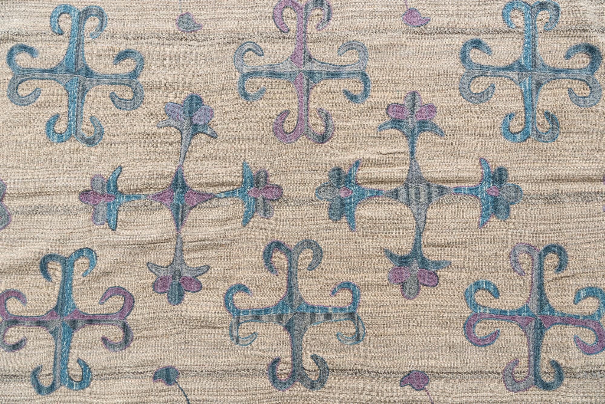 4' x 6' 7 Hand Woven Kilim Suzani Wool Rug