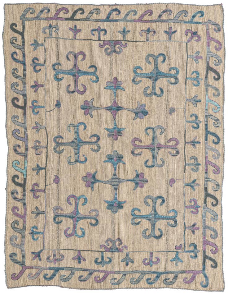 Detail image of 4' x 6' 7 Hand Woven Kilim Suzani Wool Rug