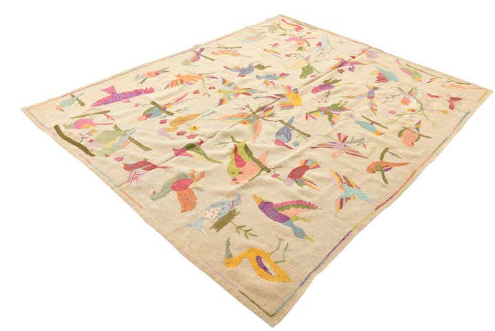 5' 11 x 7' 3 Hand Woven Kilim Suzani Wool Rug