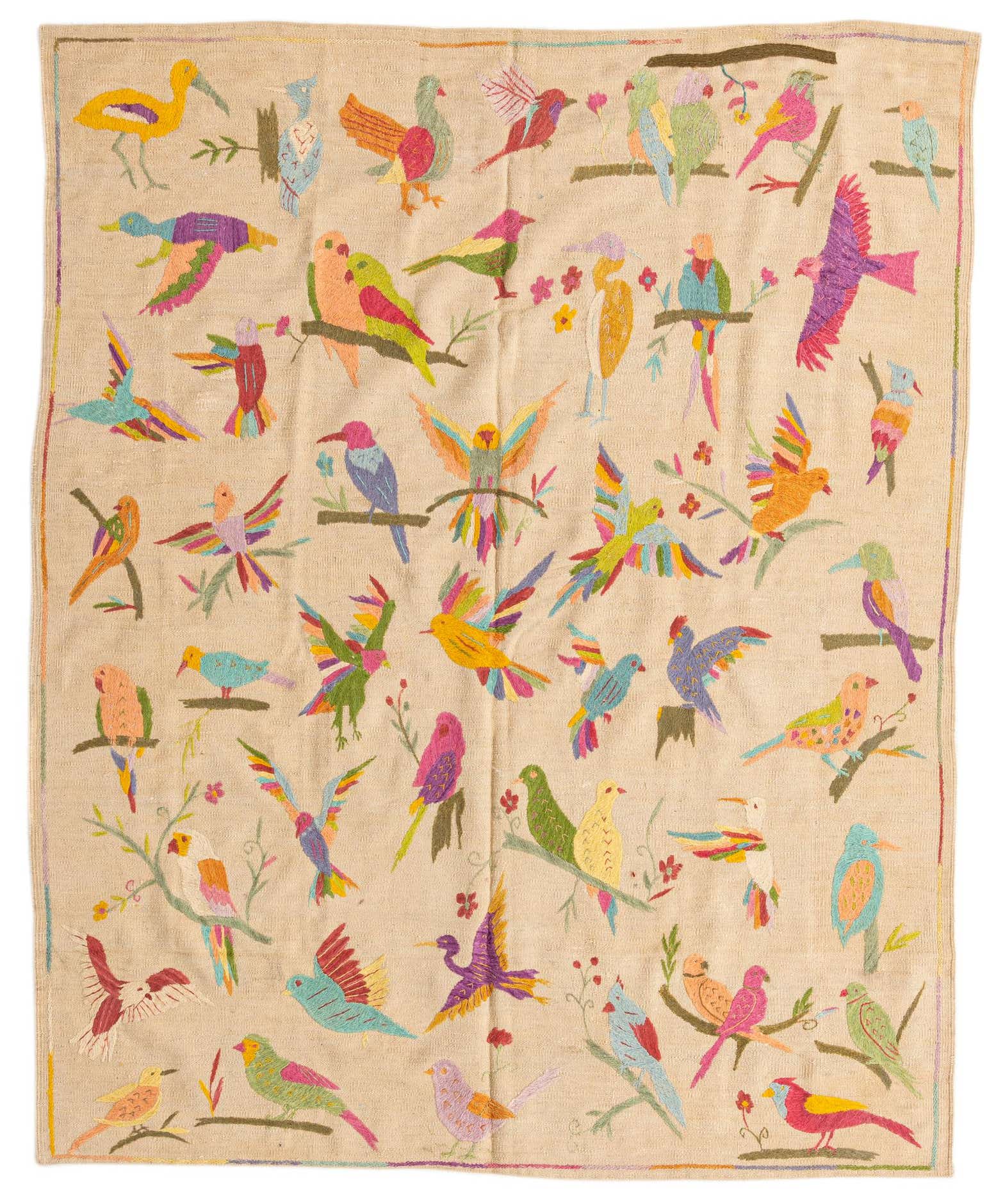 5' 11 x 7' 3 Hand Woven Kilim Suzani Wool Rug