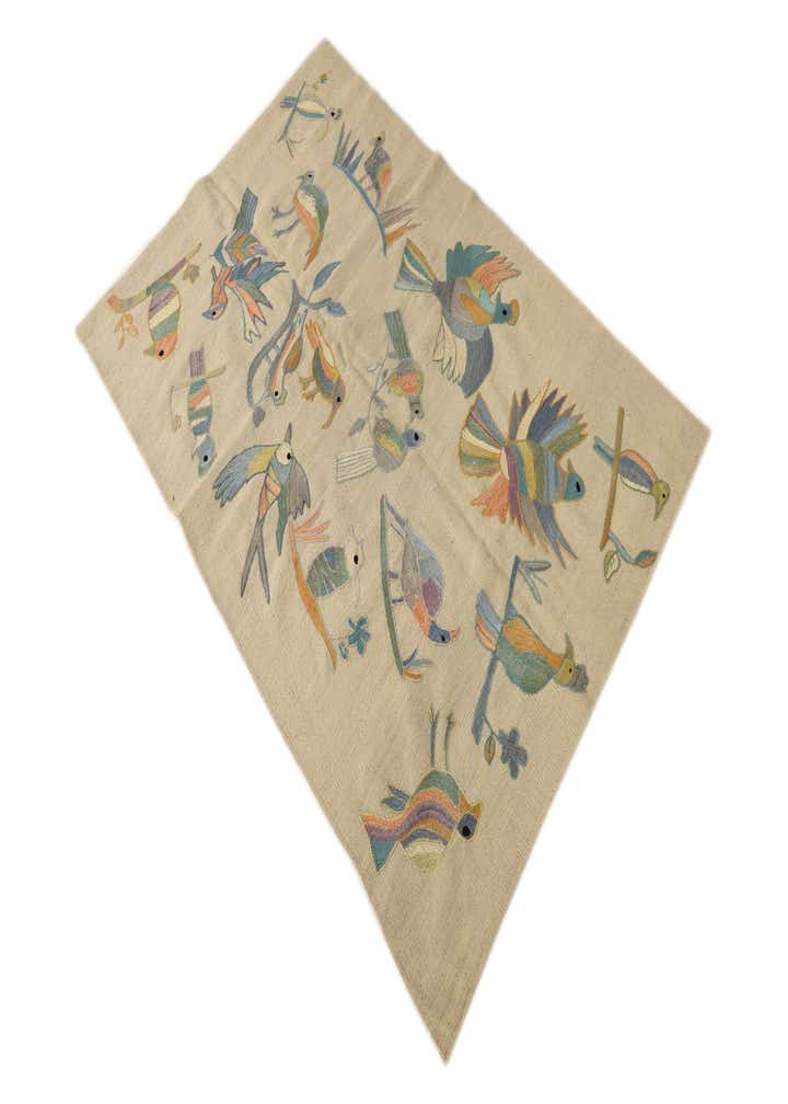 3' 2 x 4' 8 Hand Woven Kilim Suzani Wool Rug