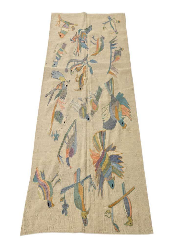 3' 2 x 4' 8 Hand Woven Kilim Suzani Wool Rug
