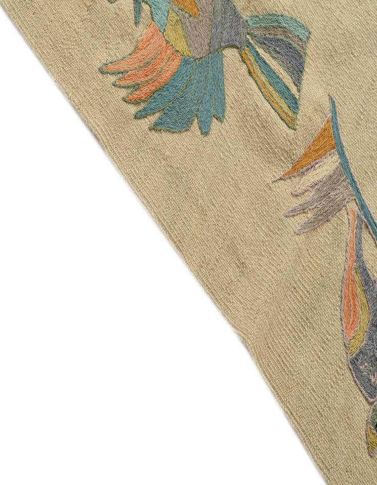 Detail image of 3' 2 x 4' 8 Hand Woven Kilim Suzani Wool Rug