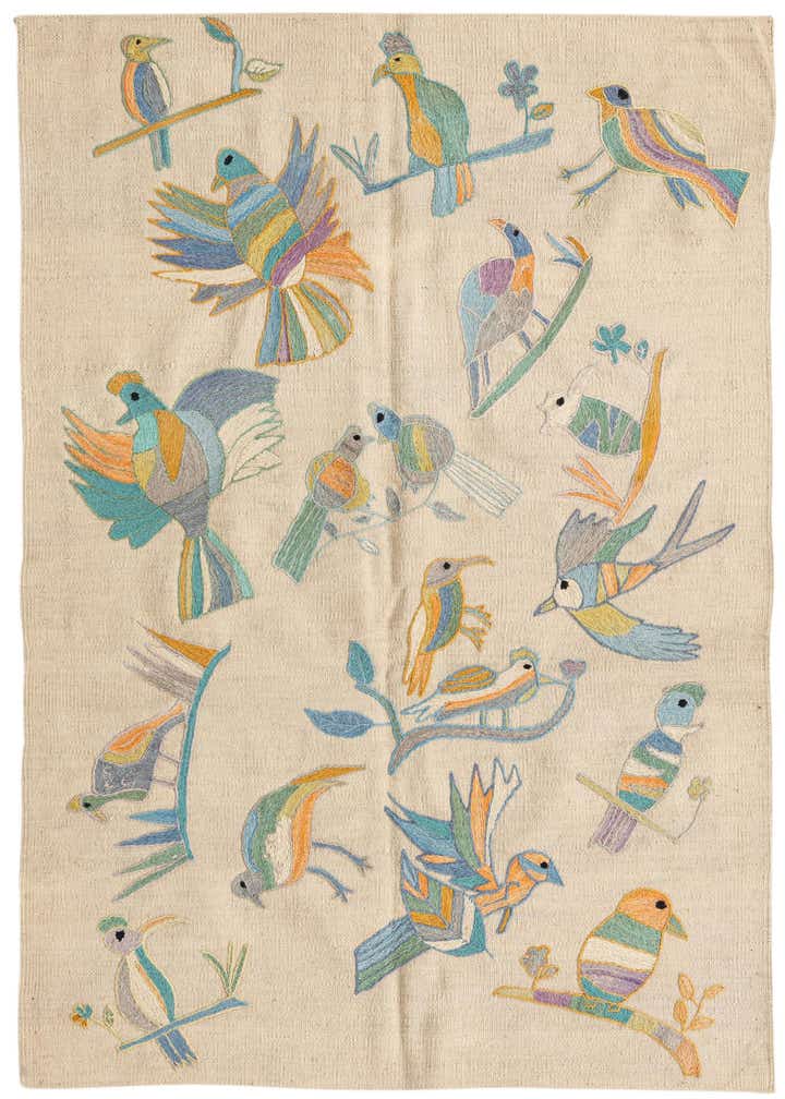 3' 2 x 4' 8 Hand Woven Kilim Suzani Wool Rug