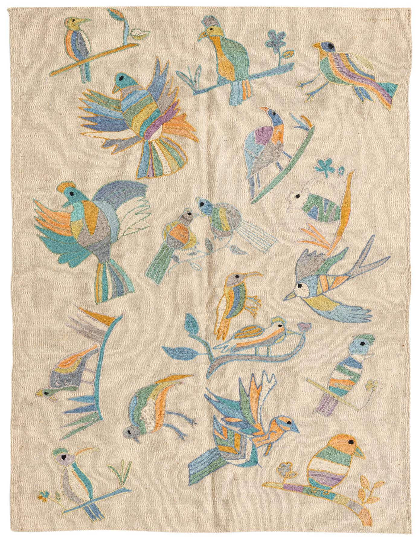 3' 2 x 4' 8 Hand Woven Kilim Suzani Wool Rug