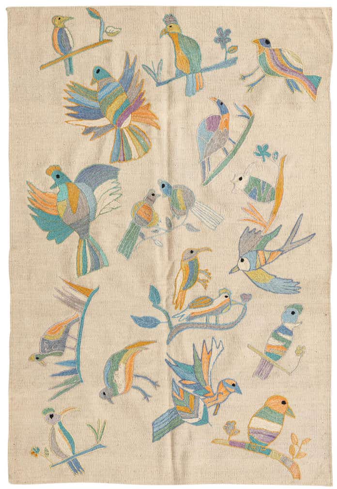 3' 2 x 4' 8 Hand Woven Kilim Suzani Wool Rug