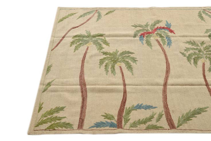 Detail image of 4' 2 x 5' 10 Hand Woven Kilim Suzani Wool Rug