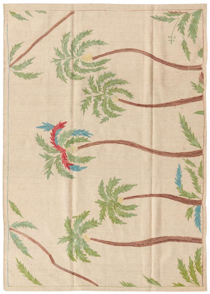 4' 2 x 5' 10 Hand Woven Kilim Suzani Wool Rug