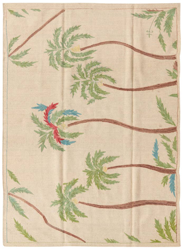 Detail image of 4' 2 x 5' 10 Hand Woven Kilim Suzani Wool Rug