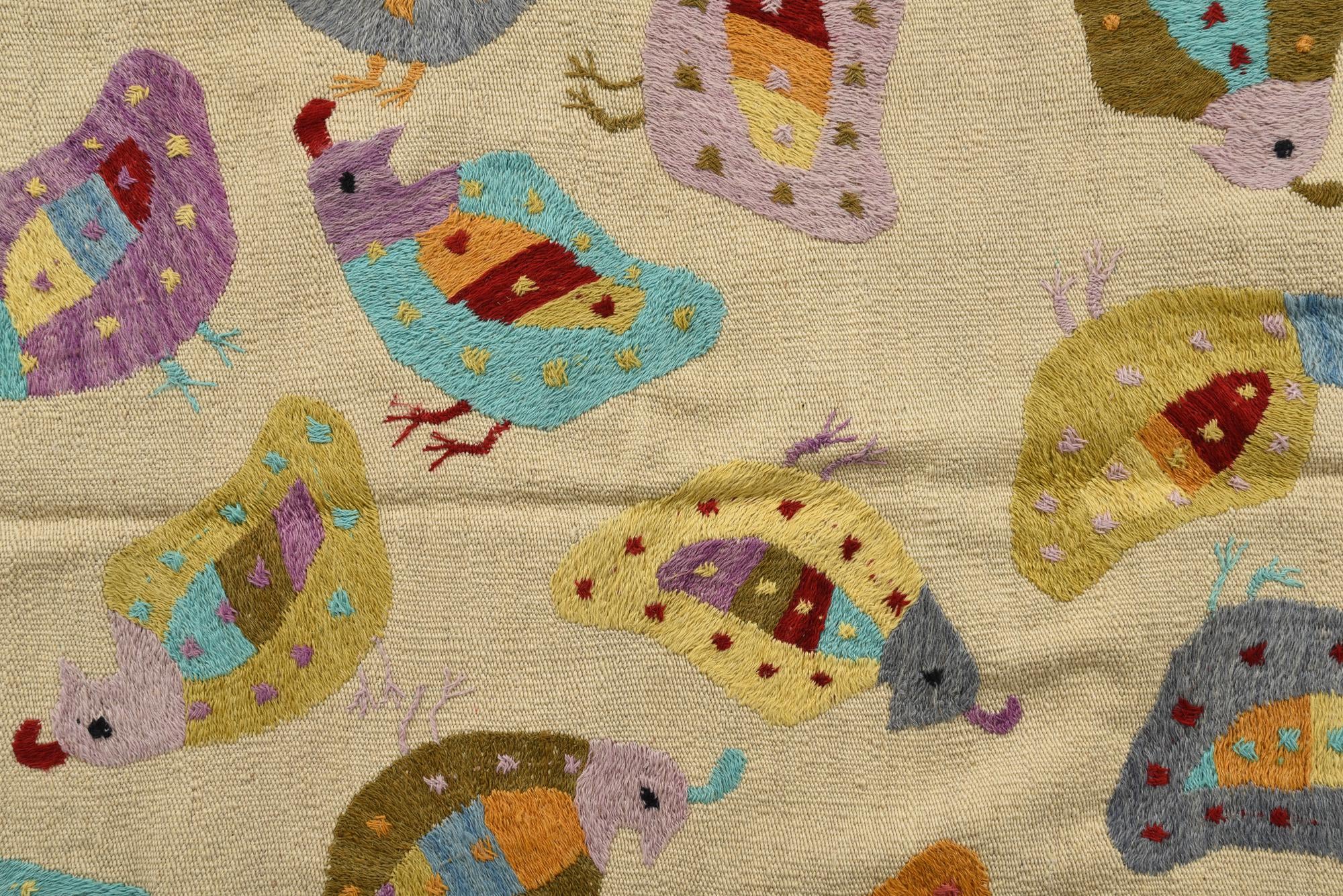 3' 1 x 4' 4 Hand Woven Kilim Suzani Wool Rug
