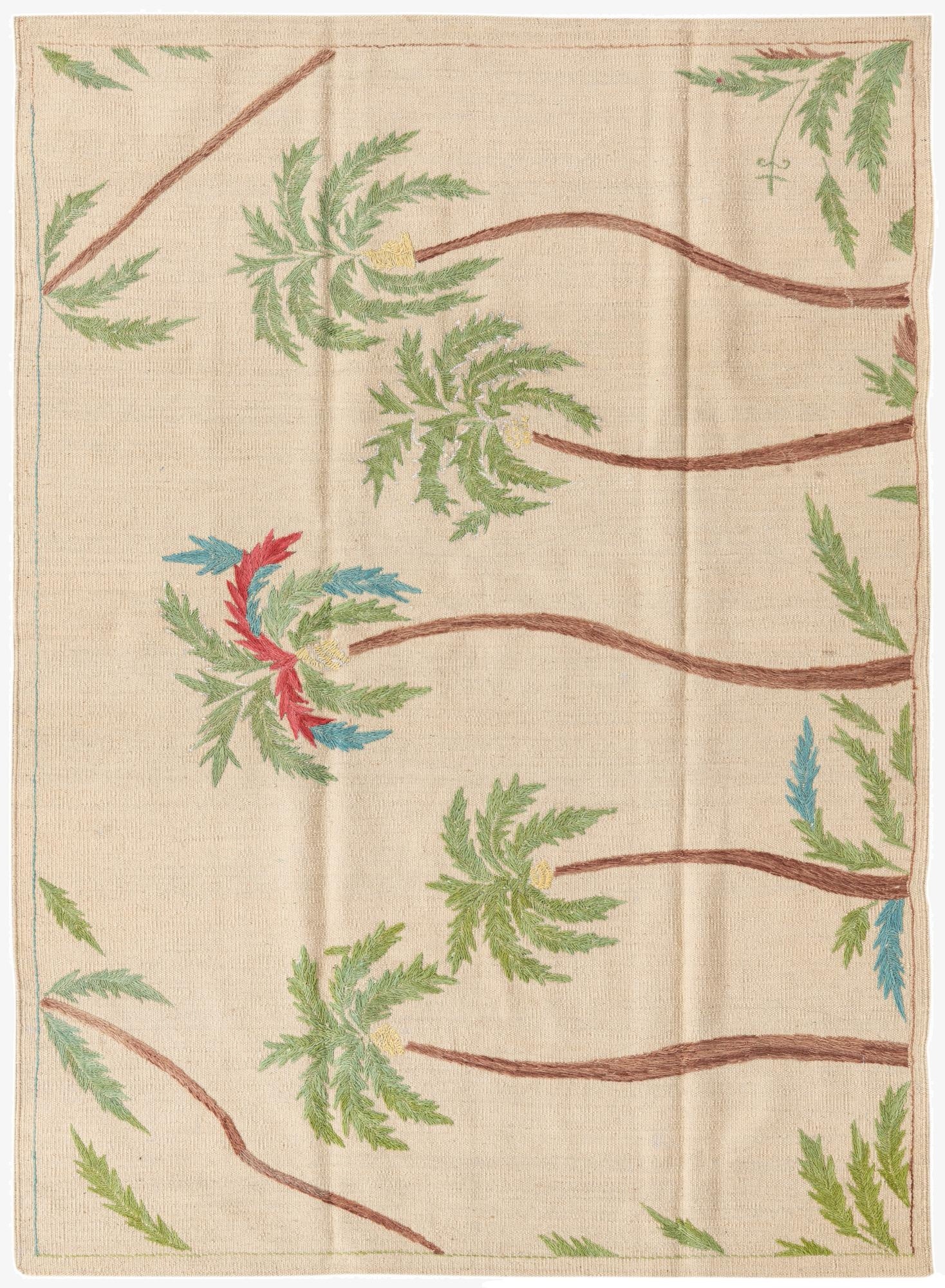 4' 2 x 5' 10  Hand Woven Kilim Suzani Wool Rug