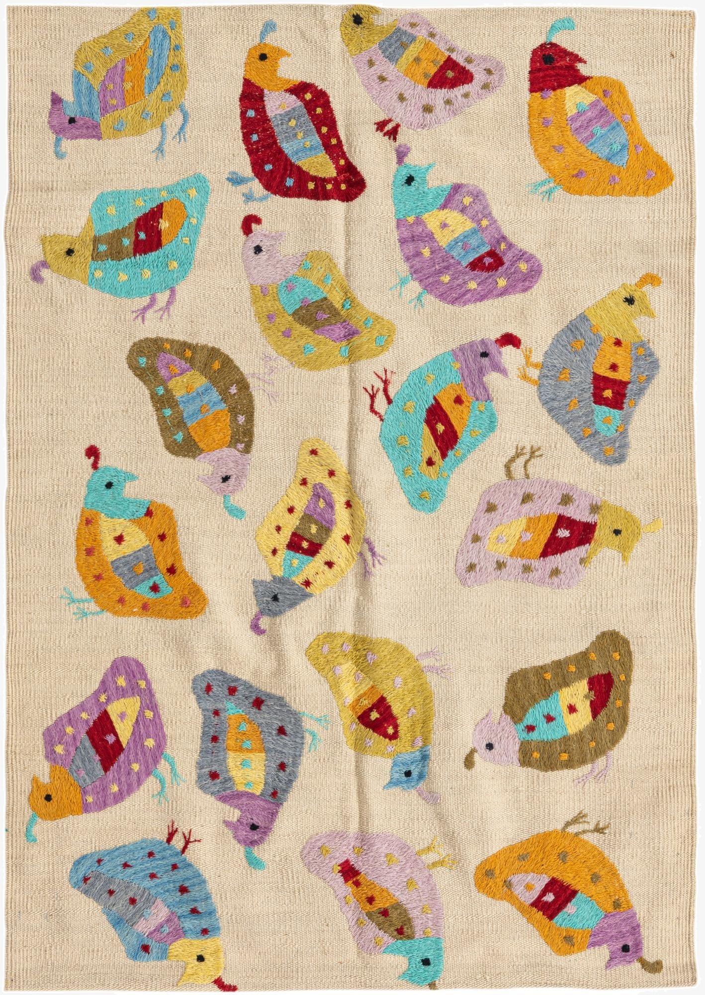 3' 1 x 4' 4  Hand Woven Kilim Suzani Wool Rug