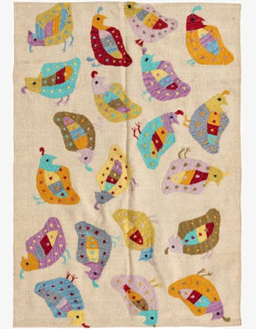 3' 1 x 4' 4 Hand Woven Kilim Suzani Wool Rug