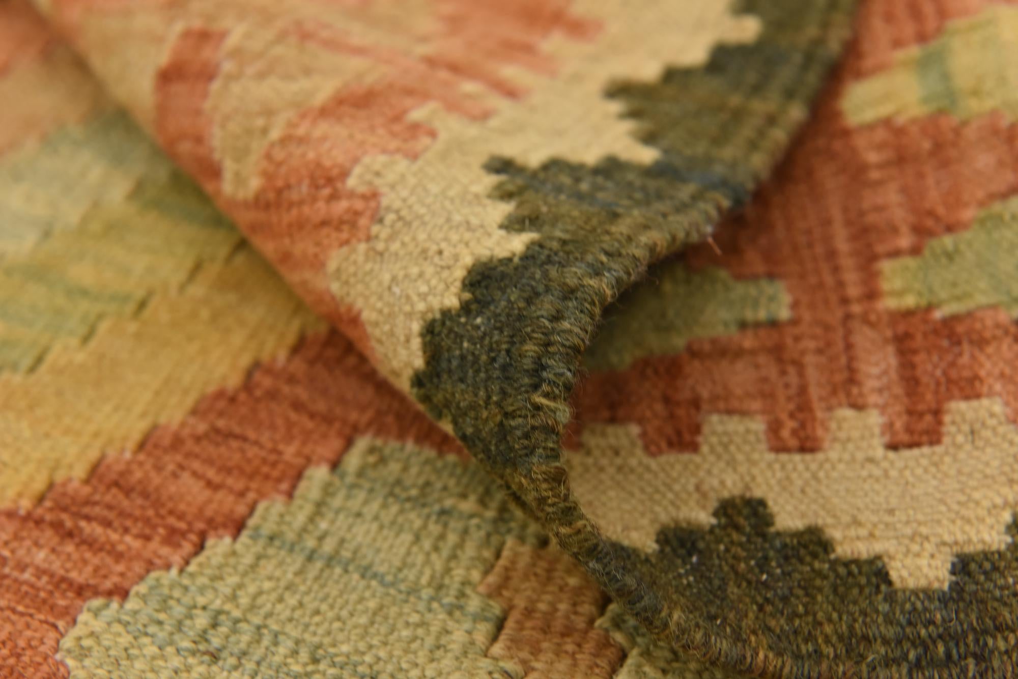 4' 3 x 6' 2 Hand Woven Kilim Waziri Wool Rug