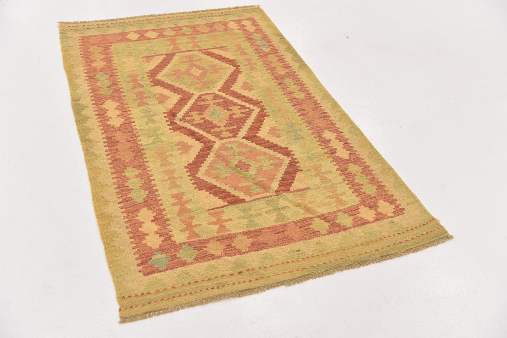 90cm x 145cm Tejido a mano Kilim Waziri Alfombra Lana