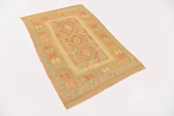 Detail image of 3' 2 x 5' Hand Woven Kilim Waziri Wool Rug