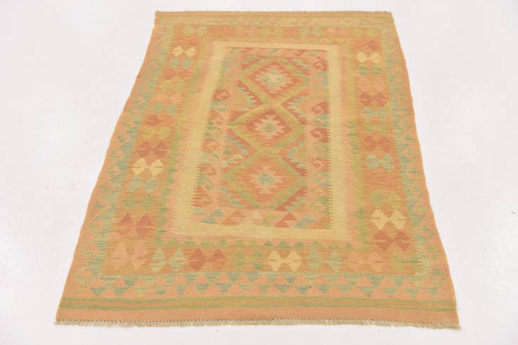 Detail image of 3' 2 x 5' Hand Woven Kilim Waziri Wool Rug