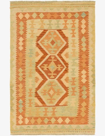 3' x 4' 9 Hand Woven Kilim Waziri Wool Rug