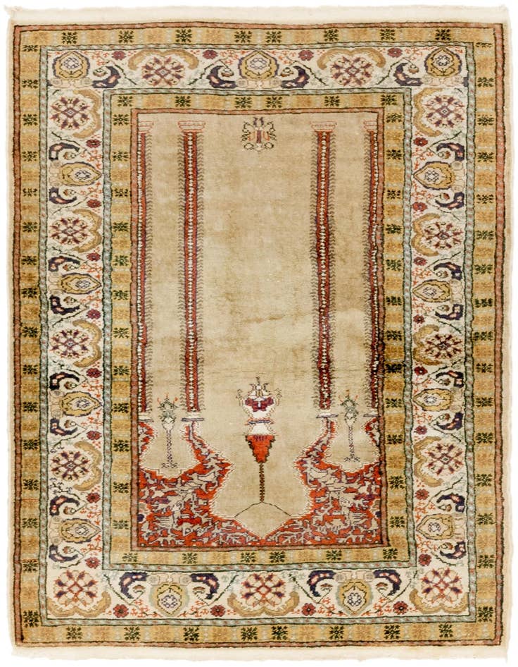 Detail image of 3' 2 x 4' 8 Hand Knotted Lahour Rug