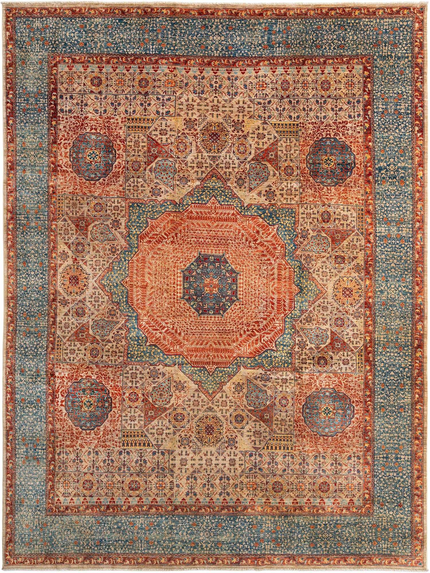 9' 4 x 12' Hand Knotted Mamluk Rug