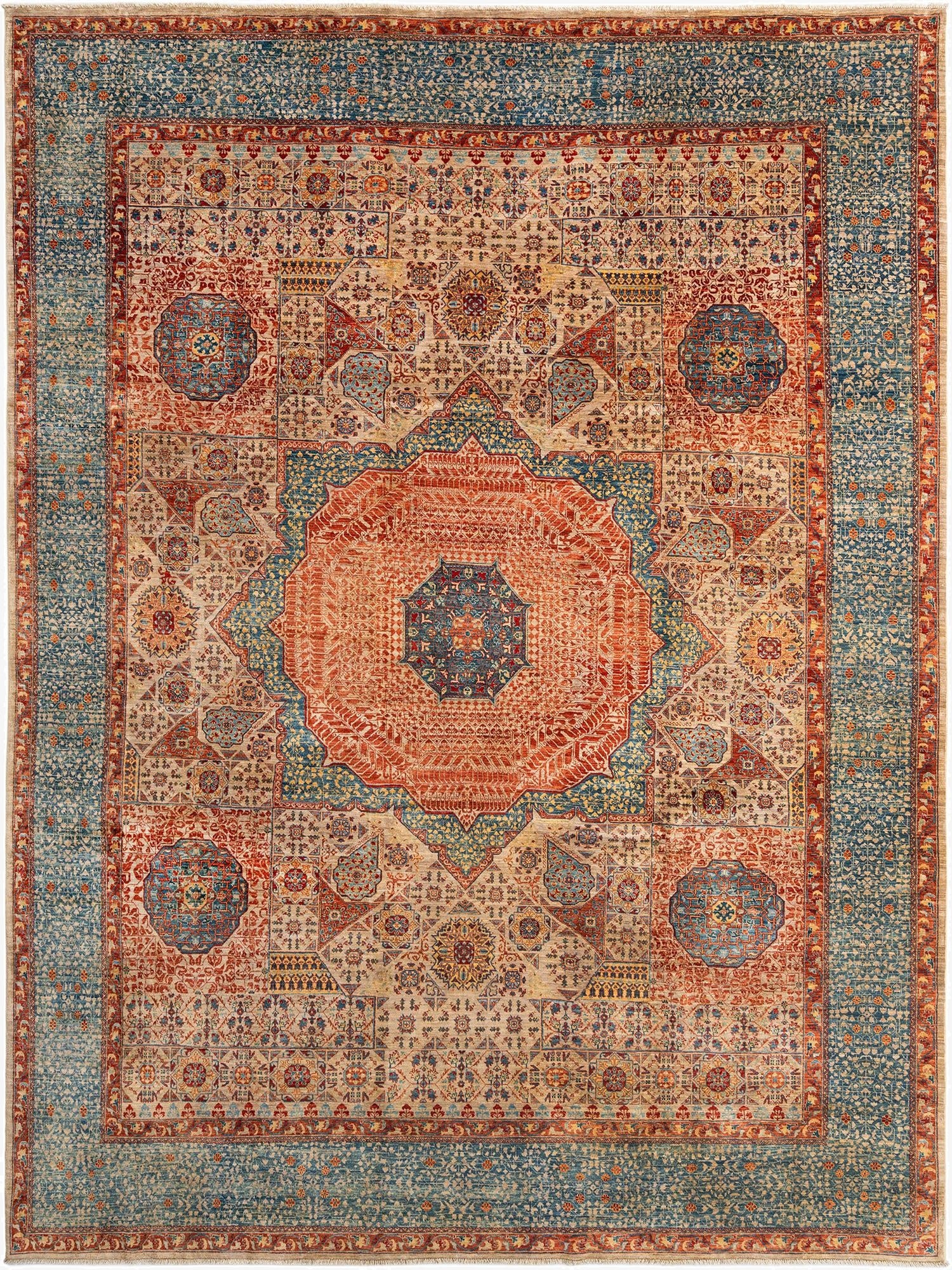 9' 4 x 12'  Hand Knotted Mamluk Rug