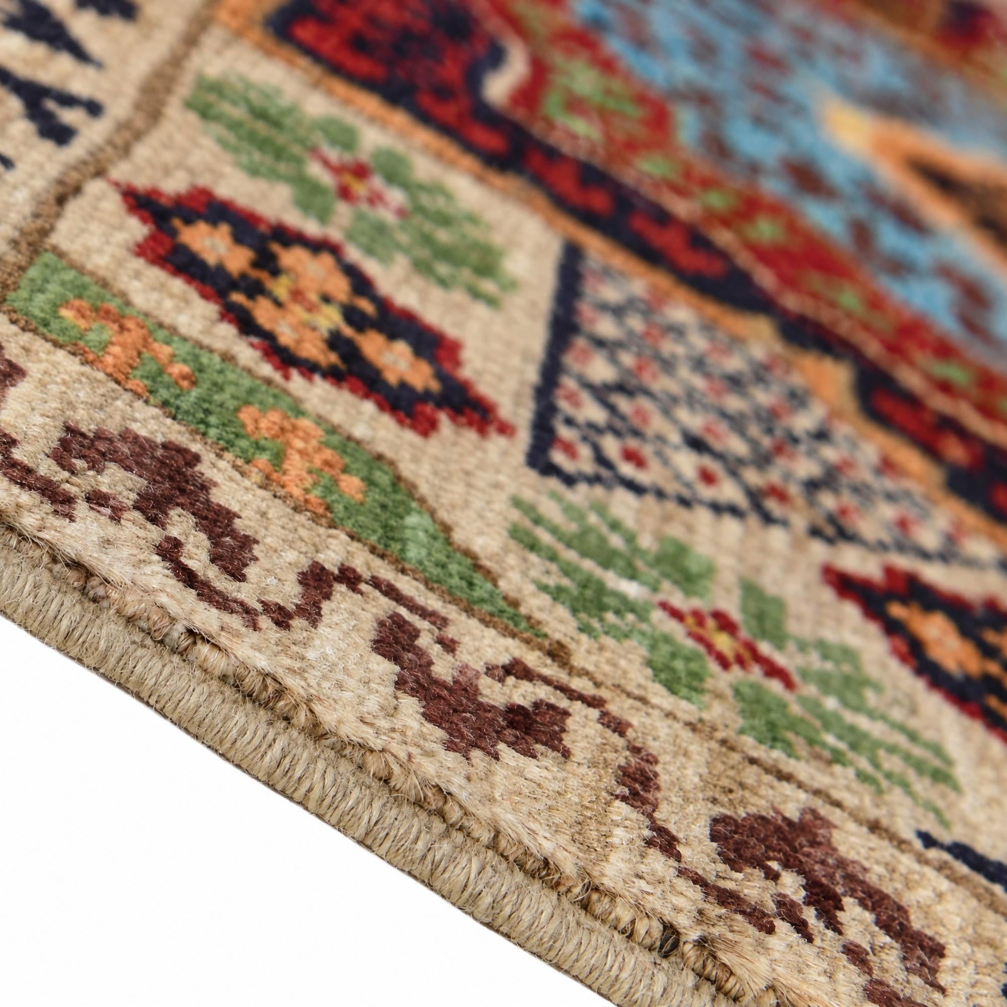 60cm x 90cm Hand Knotted Mamluk Ziegler Rug