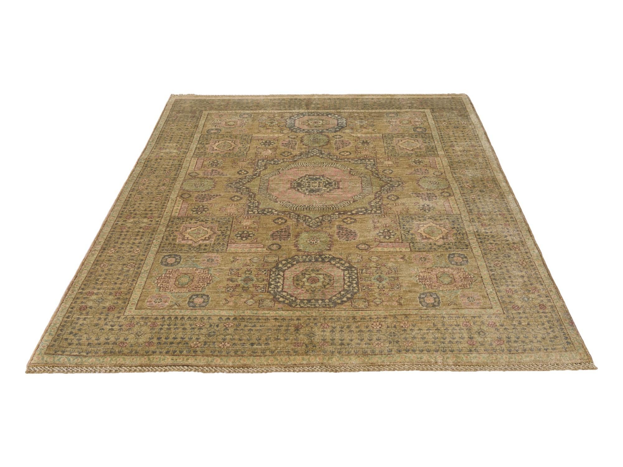 5' 1 x 6' 5 Hand Knotted Mamluk Ziegler Rug