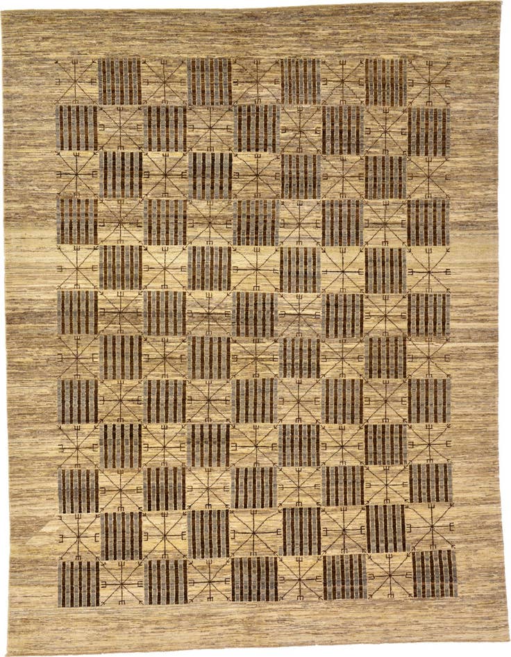 Detail image of 6' 6 x 9' 6 Hand Knotted Modern Ziegler Oriental Rug