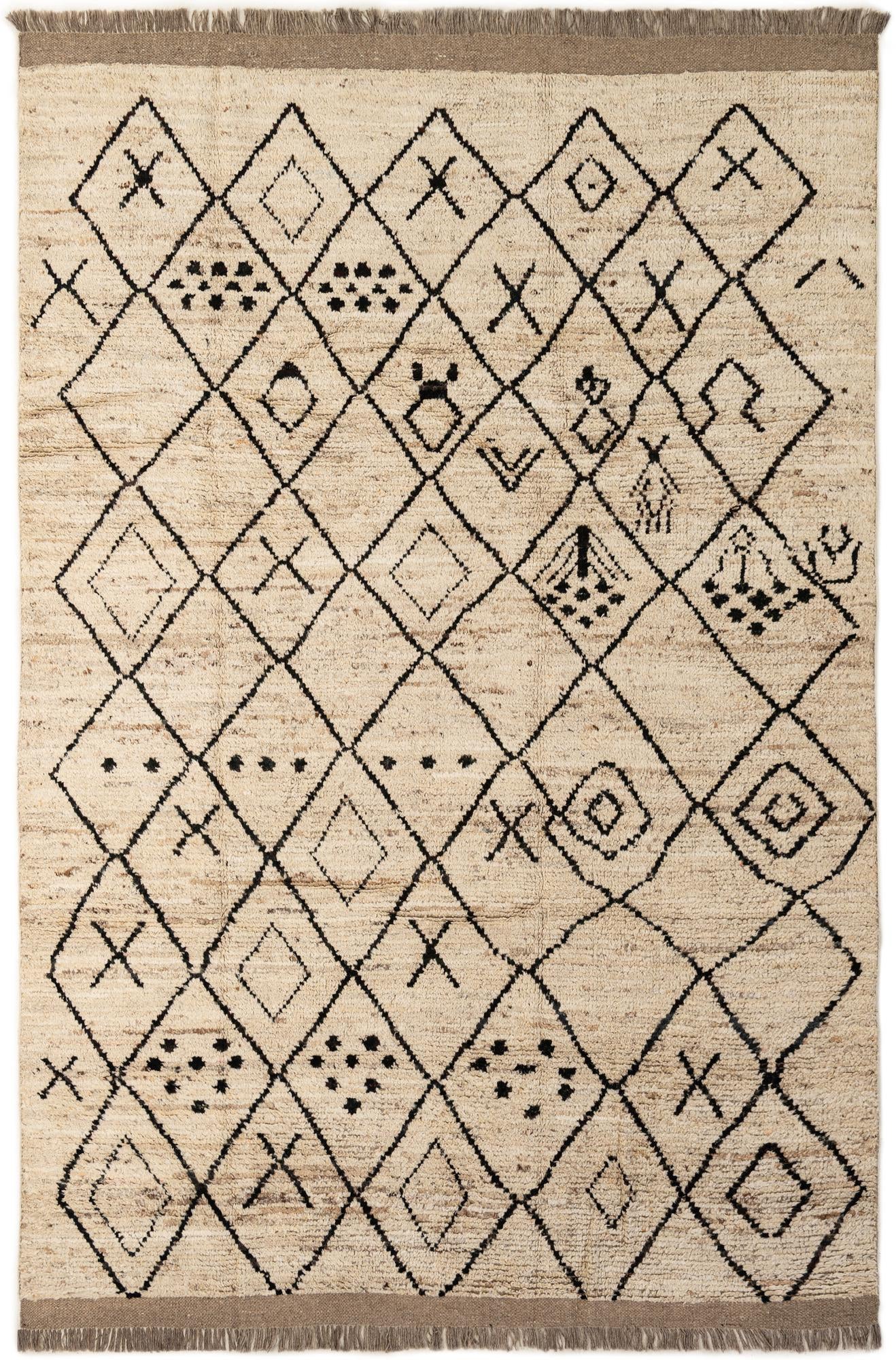6' 7 x 10' Hand Knotted Moroccan Wool Rug