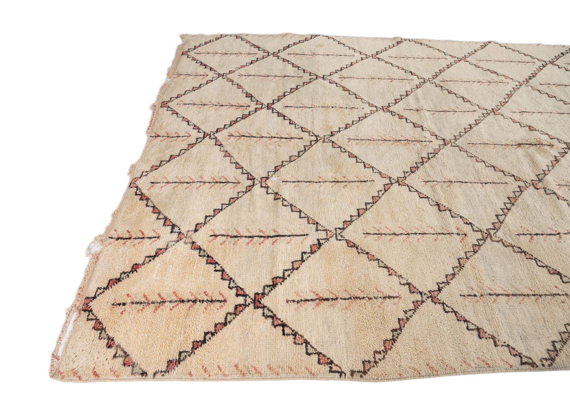6' 8 x 9' 10 Hand Knotted Moroccan Wool Rug