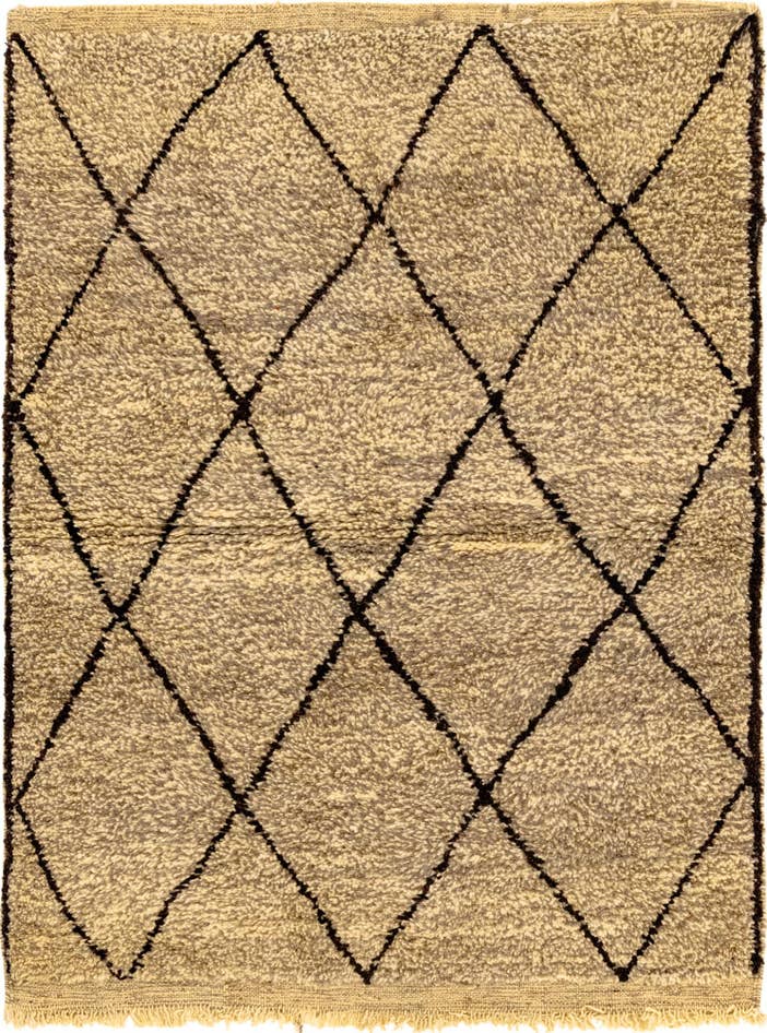 Detail image of 3' 6 x 4' 9 Hand Knotted Moroccan Wool Rug