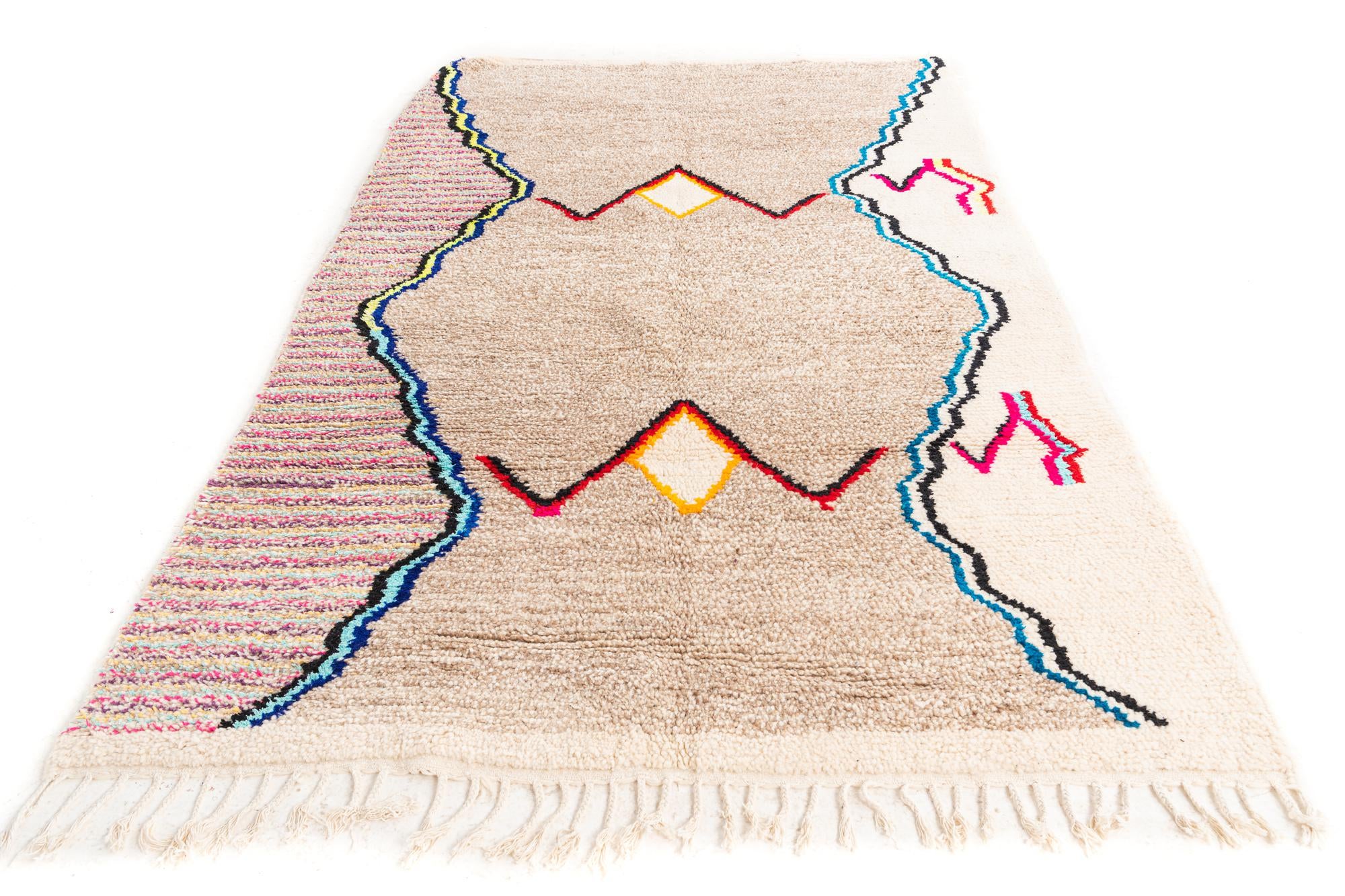 5' 7 x 8' 5 Hand Knotted Moroccan Wool Rug