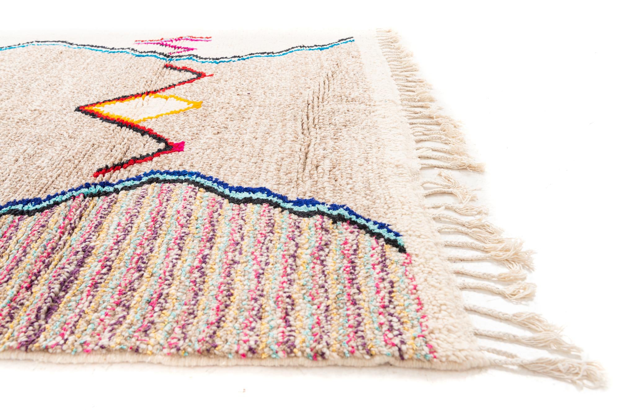 5' 7 x 8' 5 Hand Knotted Moroccan Wool Rug