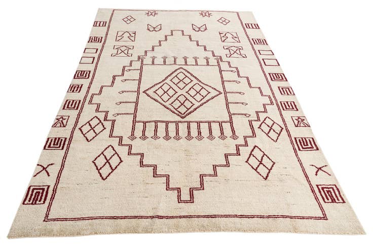 Detail image of 6' 4 x 10' 2 Hand Knotted Moroccan Wool Rug