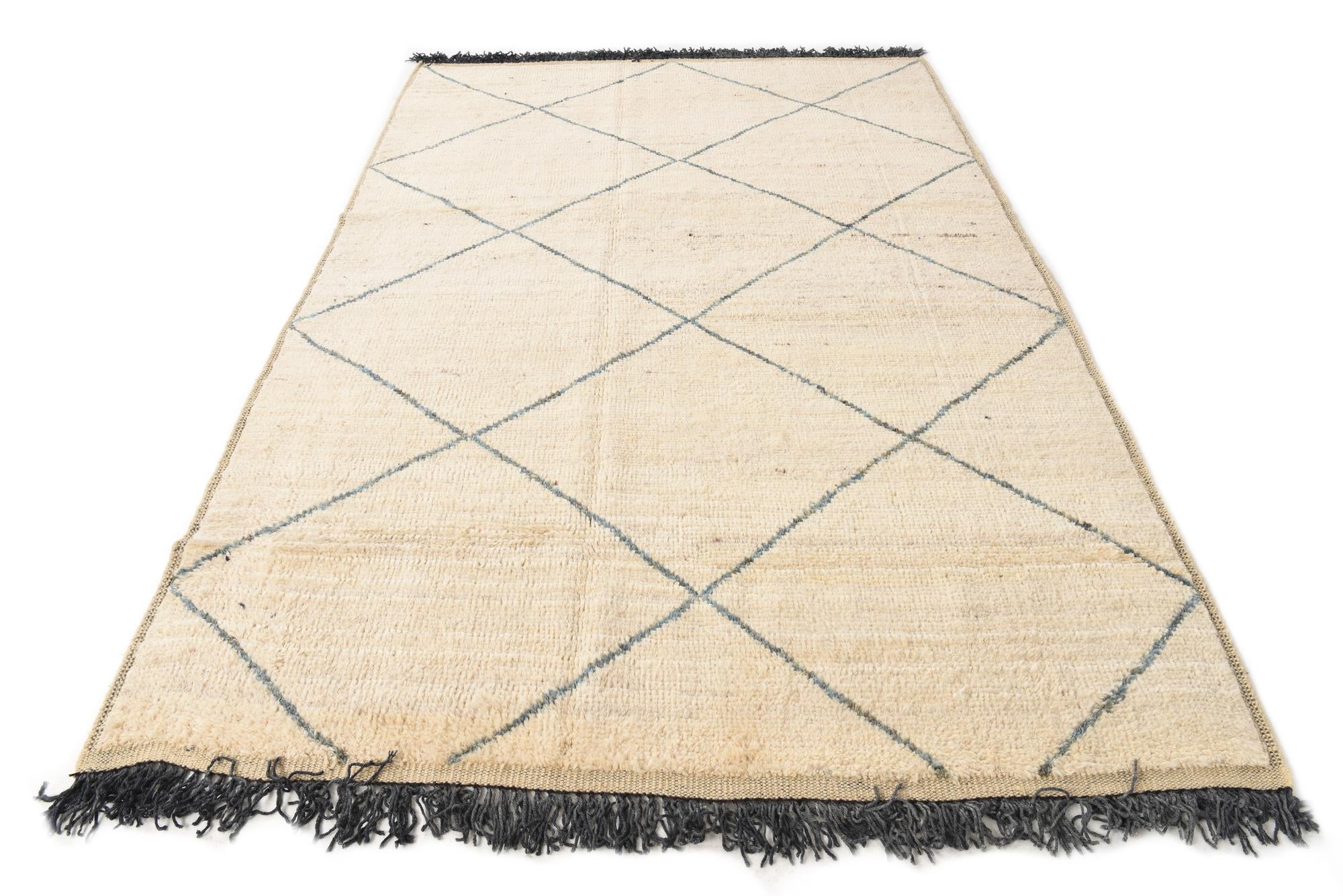 6' 3 x 9' 3 Hand Knotted Moroccan Wool Rug