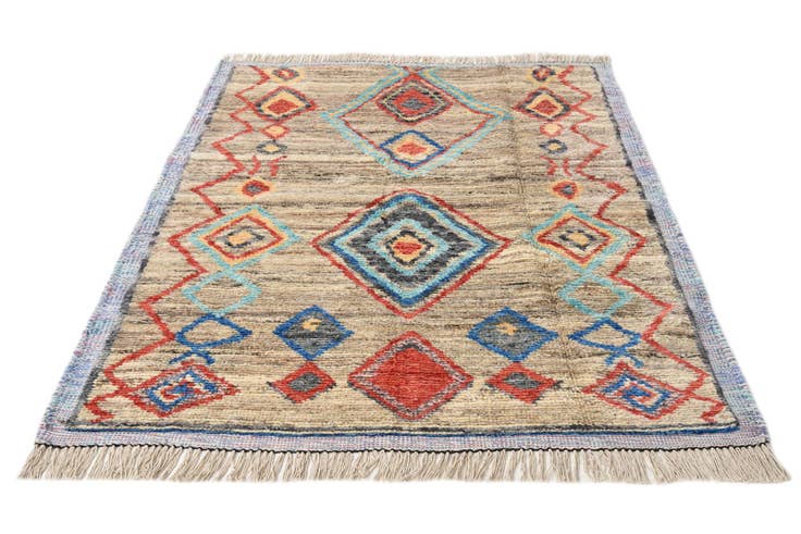 Detail image of 5' 1 x 7' 5 Hand Knotted Moroccan Wool Rug