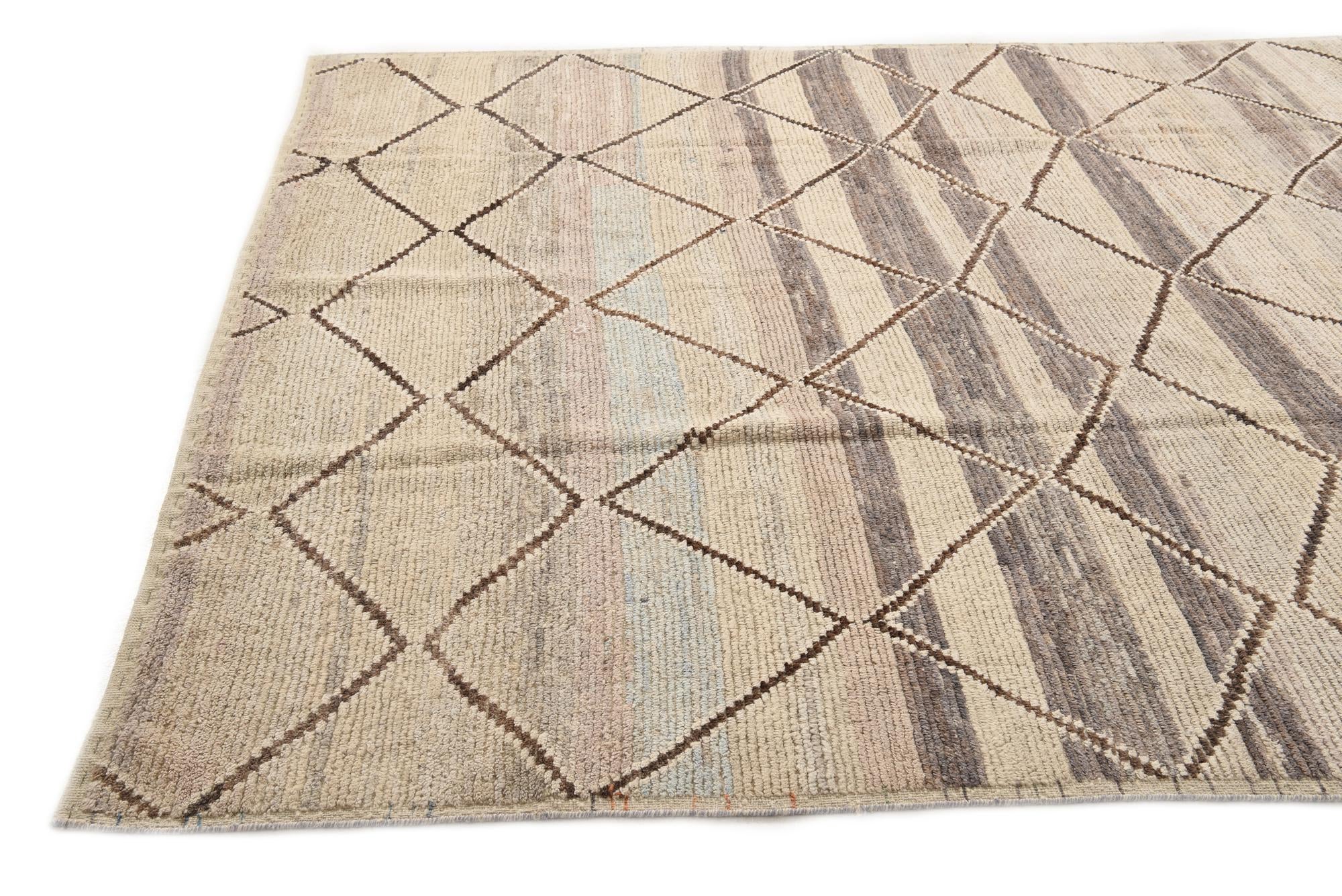 8' 1 x 9' 5 Hand Knotted Moroccan Wool Rug