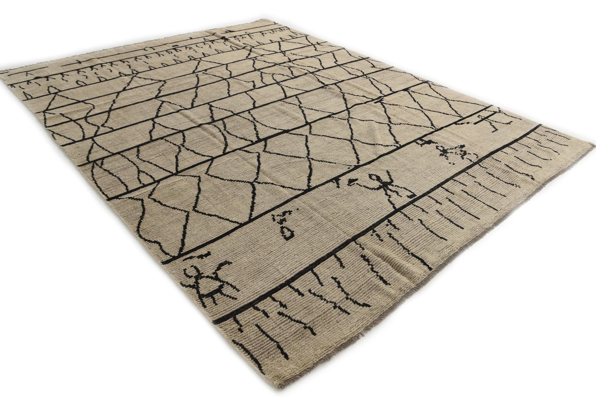 9' x 11' 7 Hand Knotted Moroccan Wool Rug