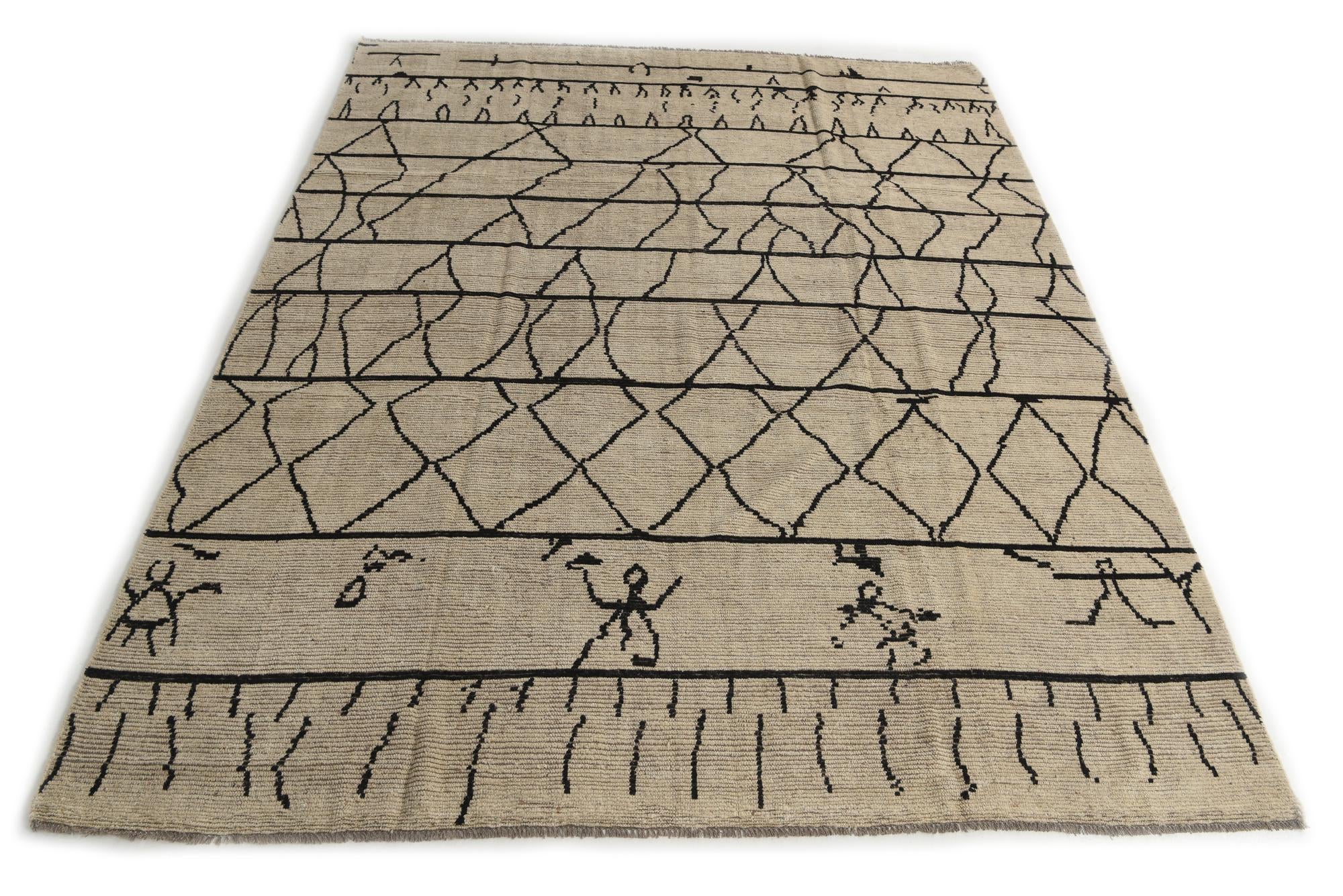 9' x 11' 7 Hand Knotted Moroccan Wool Rug