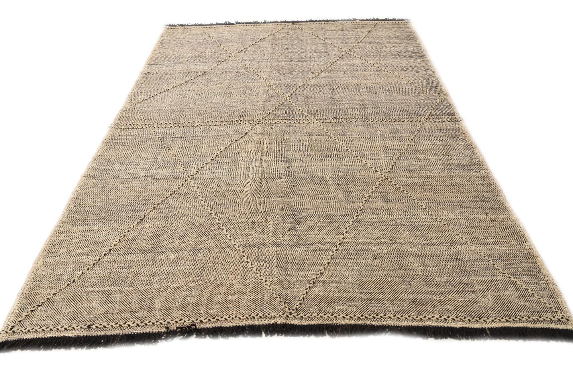 7' x 9' 6 Hand Knotted Moroccan Wool Rug