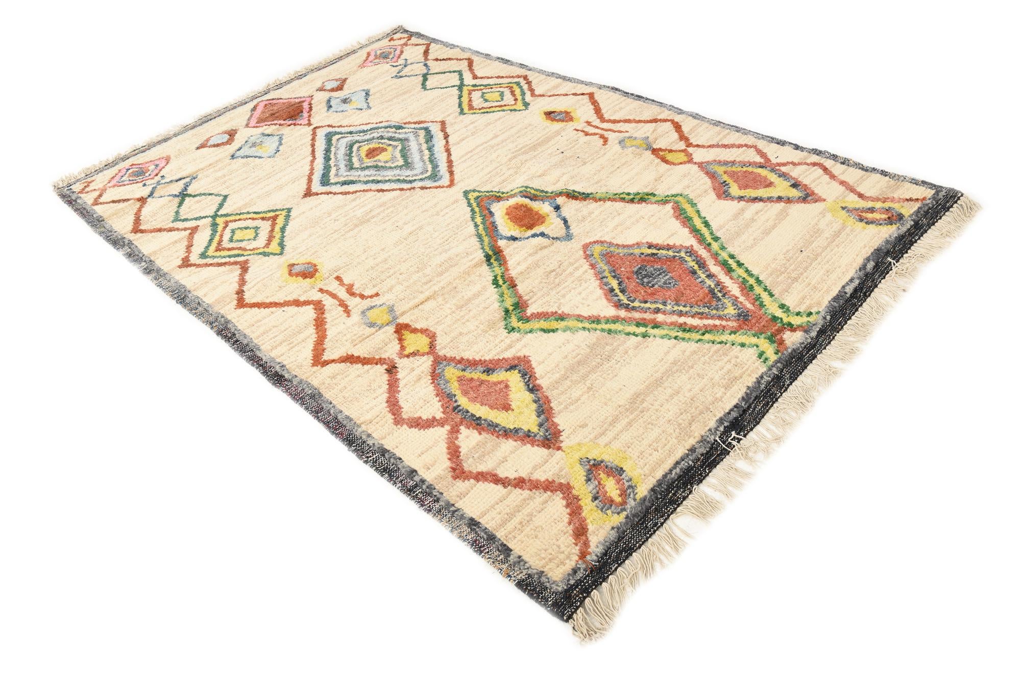 5' 11 x 9' Hand Knotted Moroccan Wool Rug