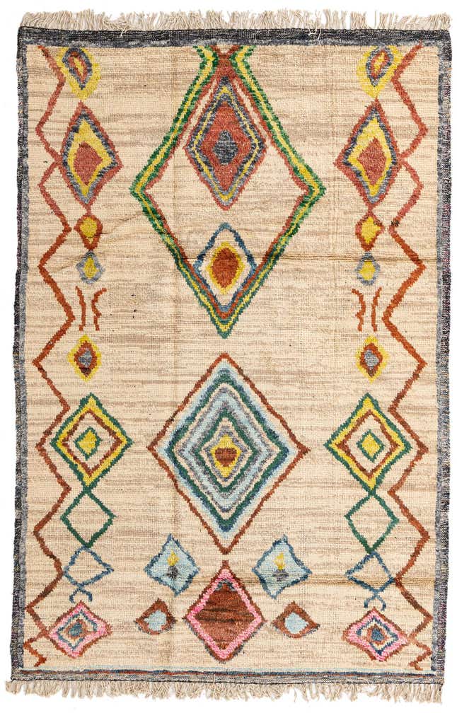 5' 11 x 9' Hand Knotted Moroccan Wool Rug