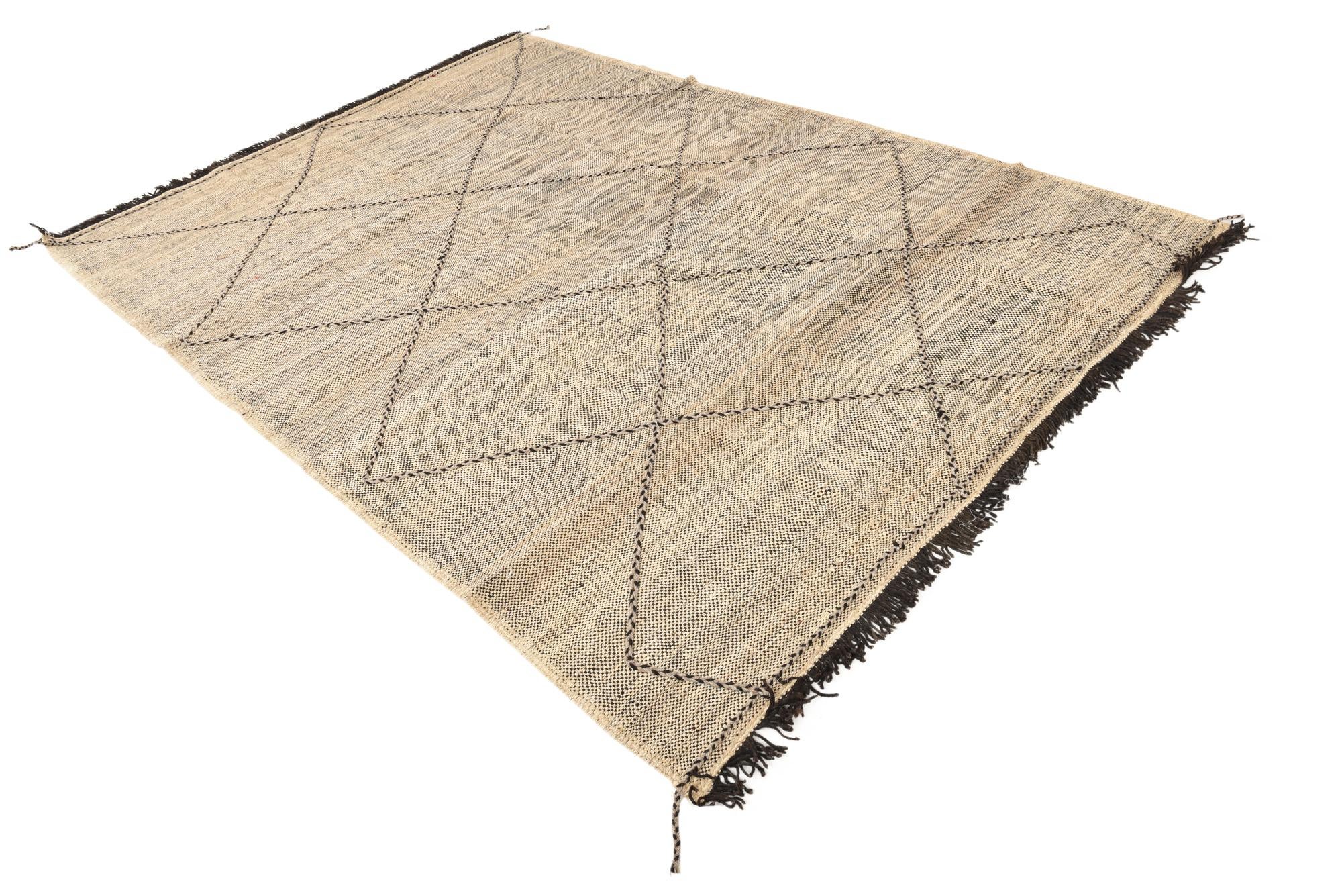 6' 10 x 9' 3 Hand Knotted Moroccan Wool Rug