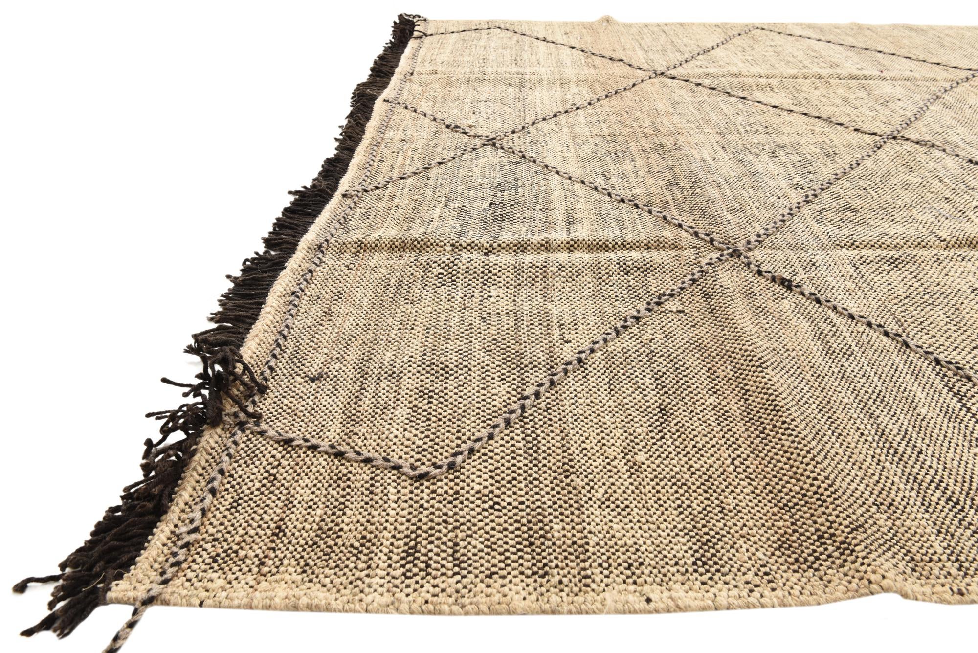 6' 10 x 9' 3 Hand Knotted Moroccan Wool Rug